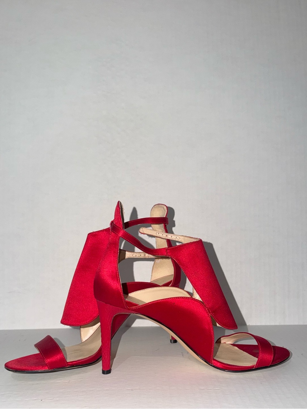 Nine West Red Satin Strappy High Heel Sandals
